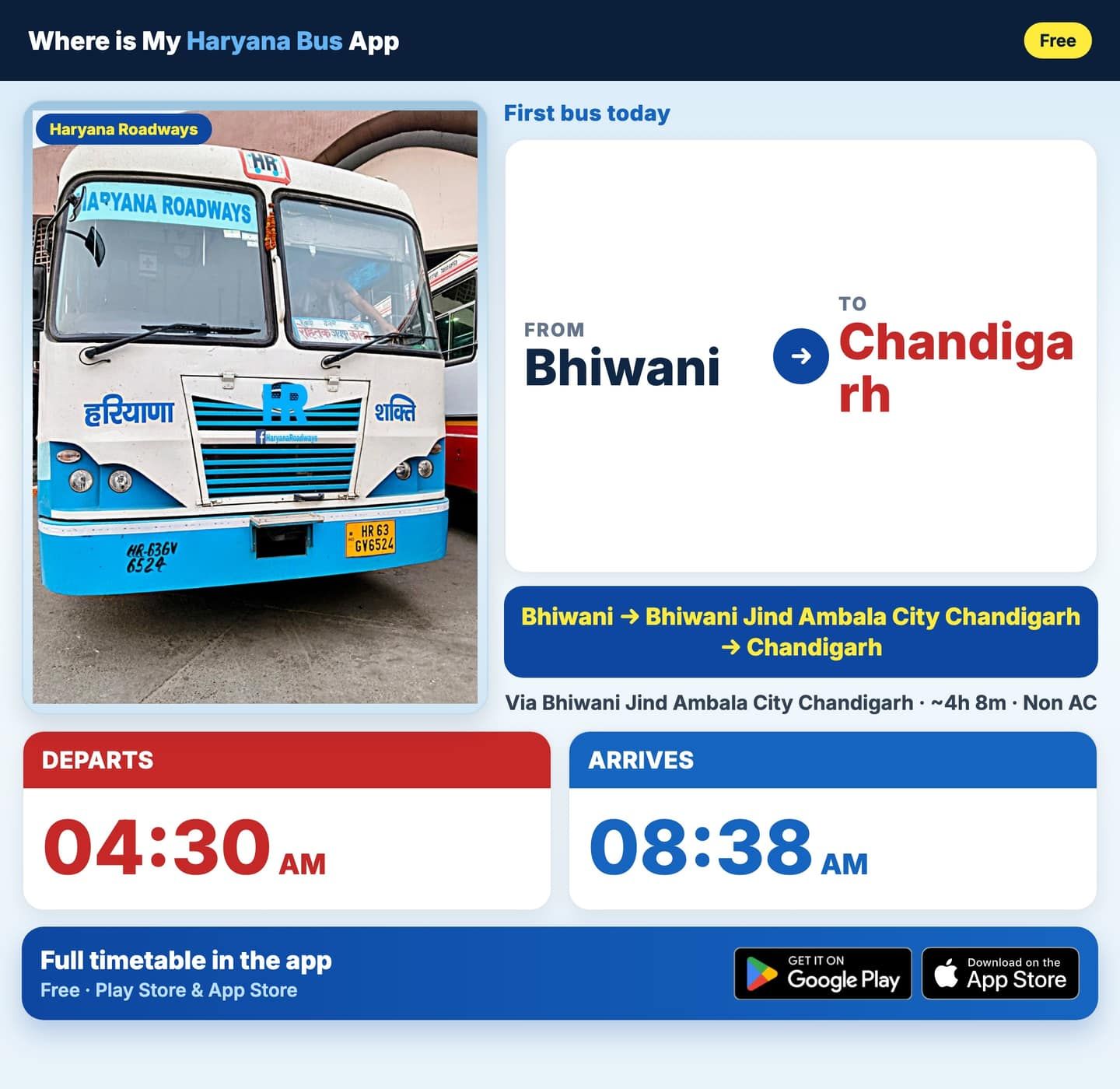 Bhiwani to Chandigarh Bus Timings and Schedule Guide