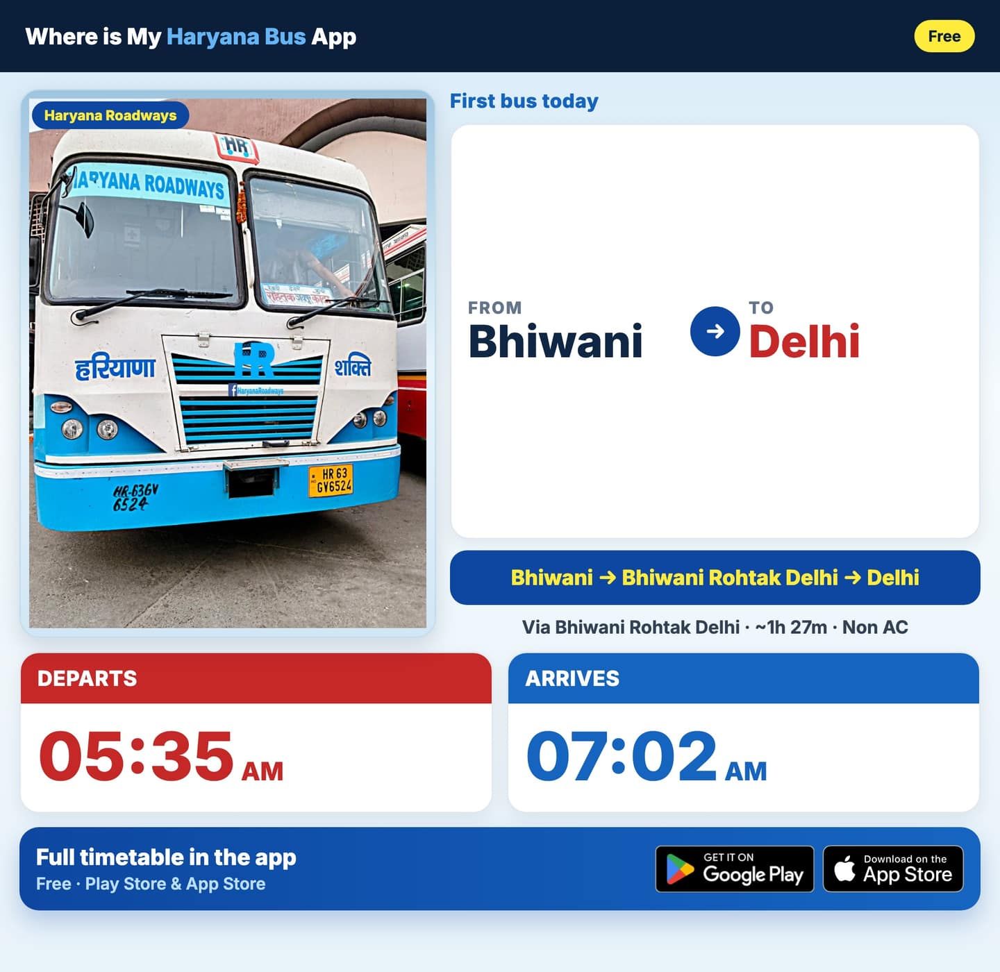 Bhiwani to Delhi Bus Timings: Haryana Roadways Schedule
