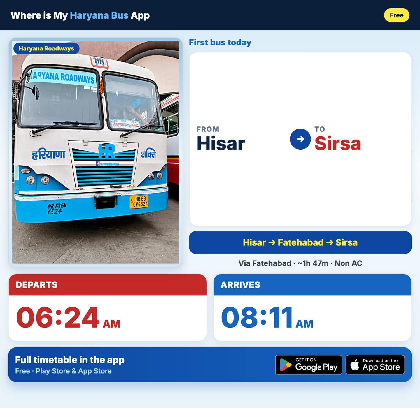 Hisar to Sirsa Bus Timings and Schedule Guide
